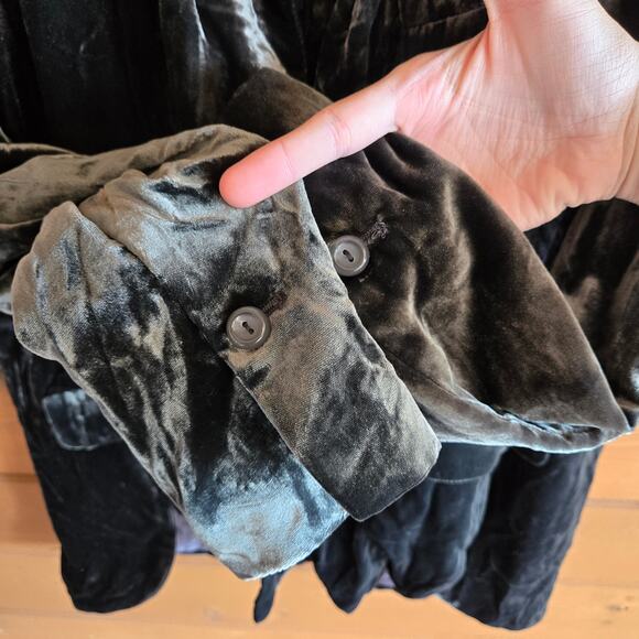 Anthropologie Alessia Blazer Jacket Velvet Carbon Gray Button Front NWT Small - Picture 7 of 7